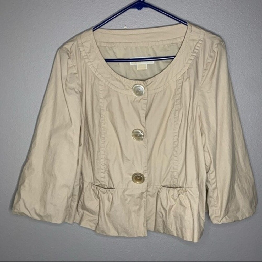 Michael Kors neutral minimalist chunky button cotton jacket women’s size XL